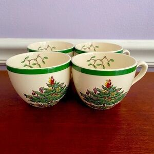 Spode Christmas Tree Holiday Cups – Set of 4 | Made in England | Vintage Festive